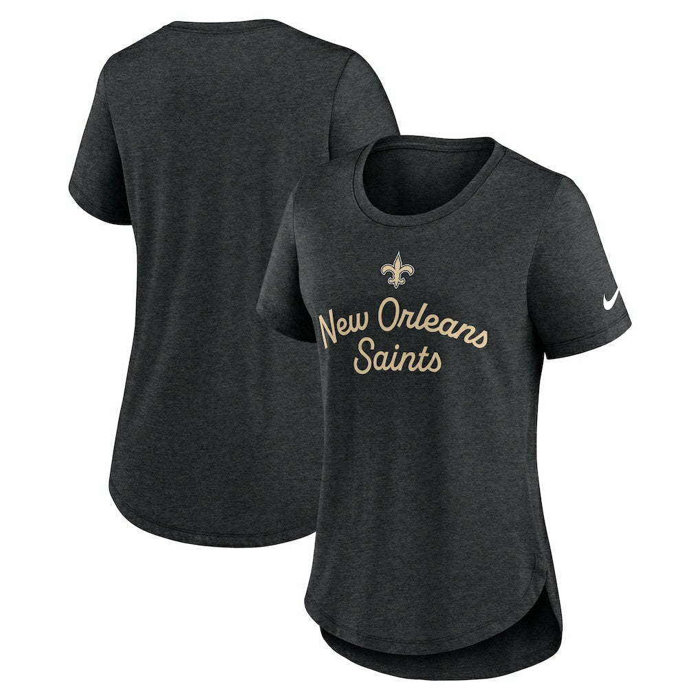 New Orleans Saints Women's Script Tri-Blend T-Shirt - Black - Nike