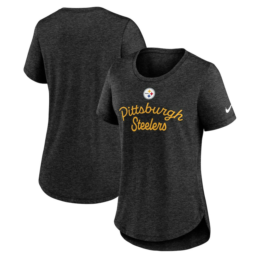 Pittsburgh Steelers Women's Script Tri-Blend T-Shirt - Black - Nike
