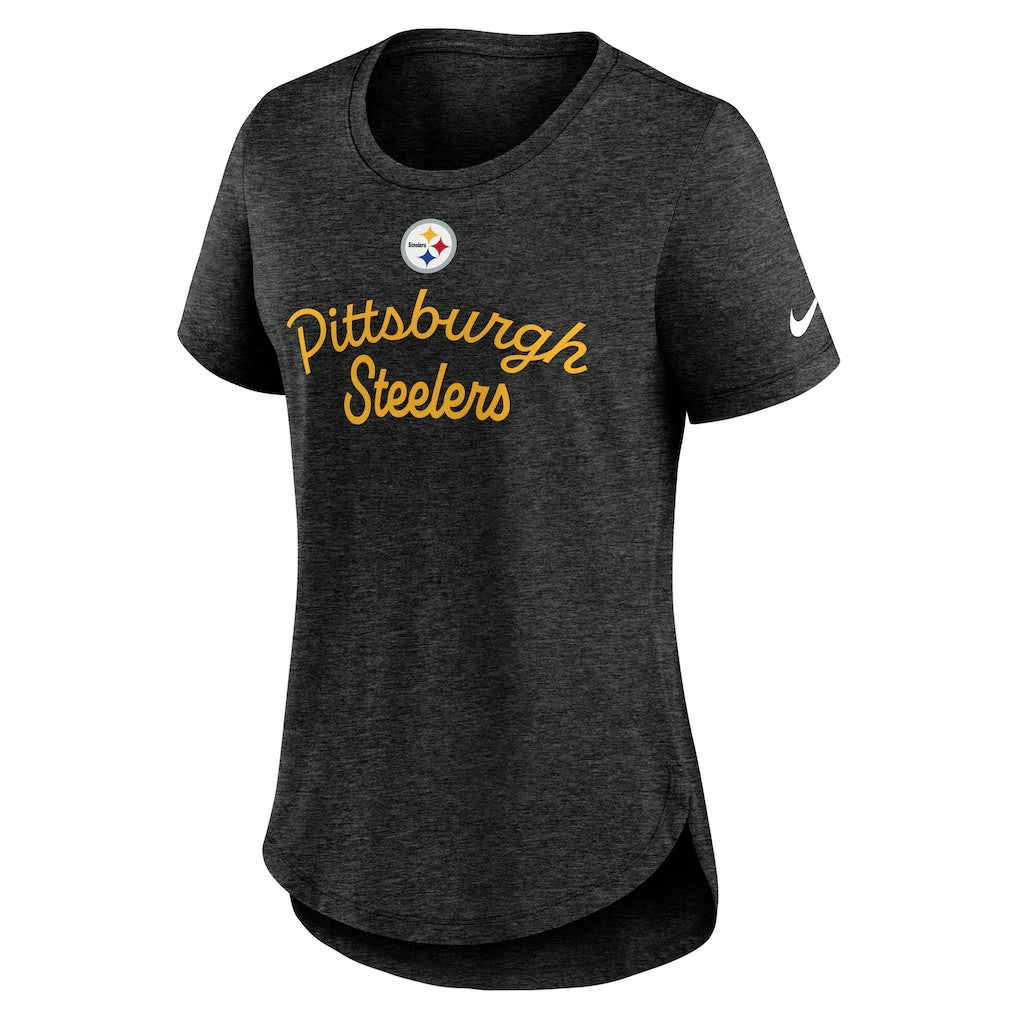 Pittsburgh Steelers Women's Script Tri-Blend T-Shirt - Black - Nike