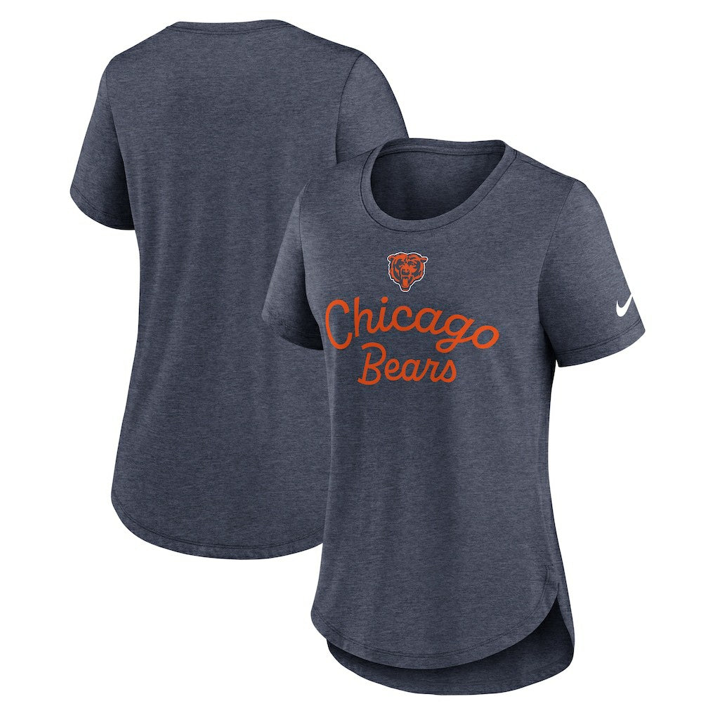 Chicago Bears Women's Script Tri-Blend T-Shirt - Navy - Nike