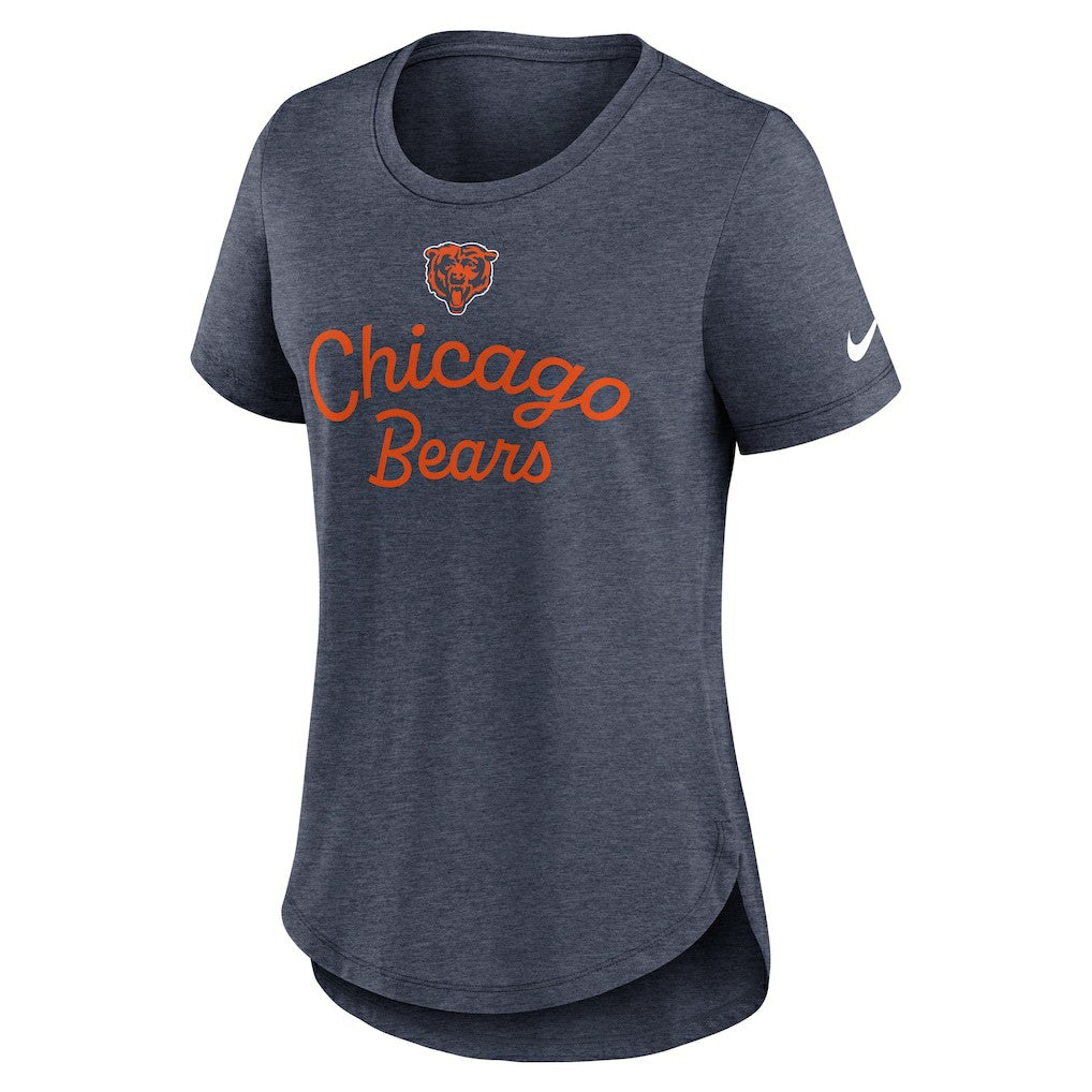 Chicago Bears Women's Script Tri-Blend T-Shirt - Navy - Nike