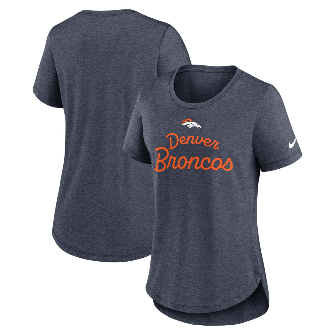 Denver Broncos Women's Script Tri-Blend T-Shirt - Navy - Nike
