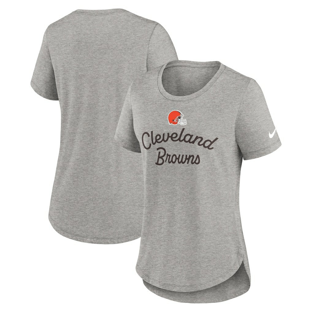 Cleveland Browns Women's Script Tri-Blend T-Shirt - Gray - Nike