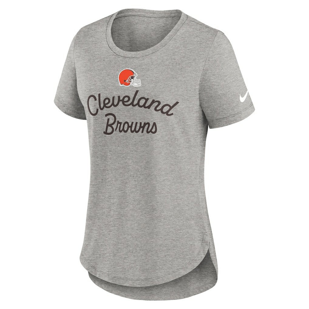 Cleveland Browns Women's Script Tri-Blend T-Shirt - Gray - Nike