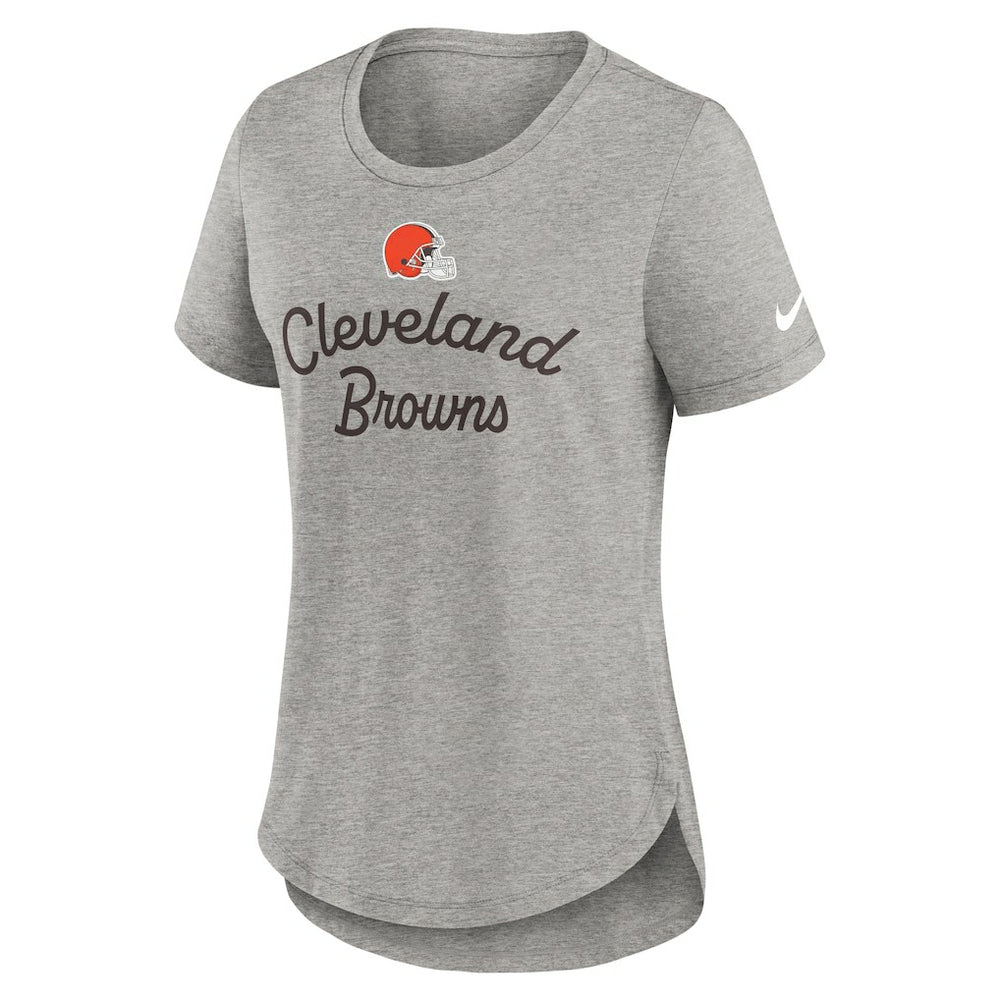 Cleveland Browns Women's Script Tri-Blend T-Shirt - Gray - Nike