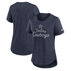 Dallas Cowboys Women's Script Tri-Blend T-Shirt - Heather Navy - Nike