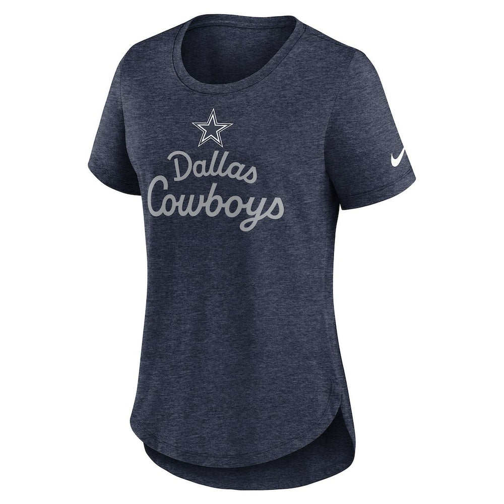 Dallas Cowboys Women's Script Tri-Blend T-Shirt - Heather Navy - Nike