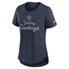 Dallas Cowboys Women's Script Tri-Blend T-Shirt - Heather Navy - Nike