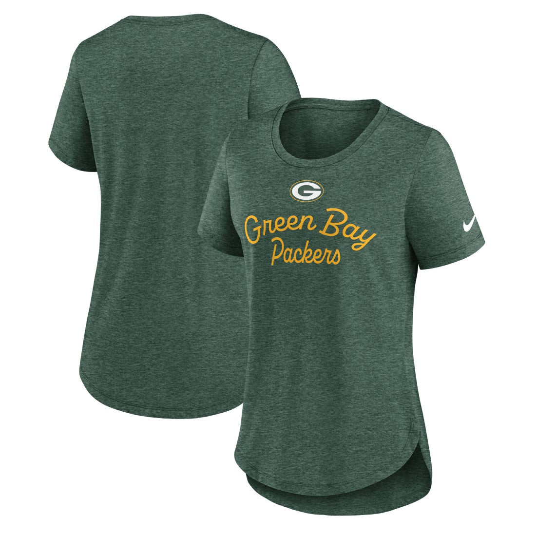 Green Bay Packers Women's Script Tri-Blend T-Shirt - Green - Nike