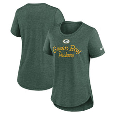 Green Bay Packers Women's Script Tri-Blend T-Shirt - Green - Nike