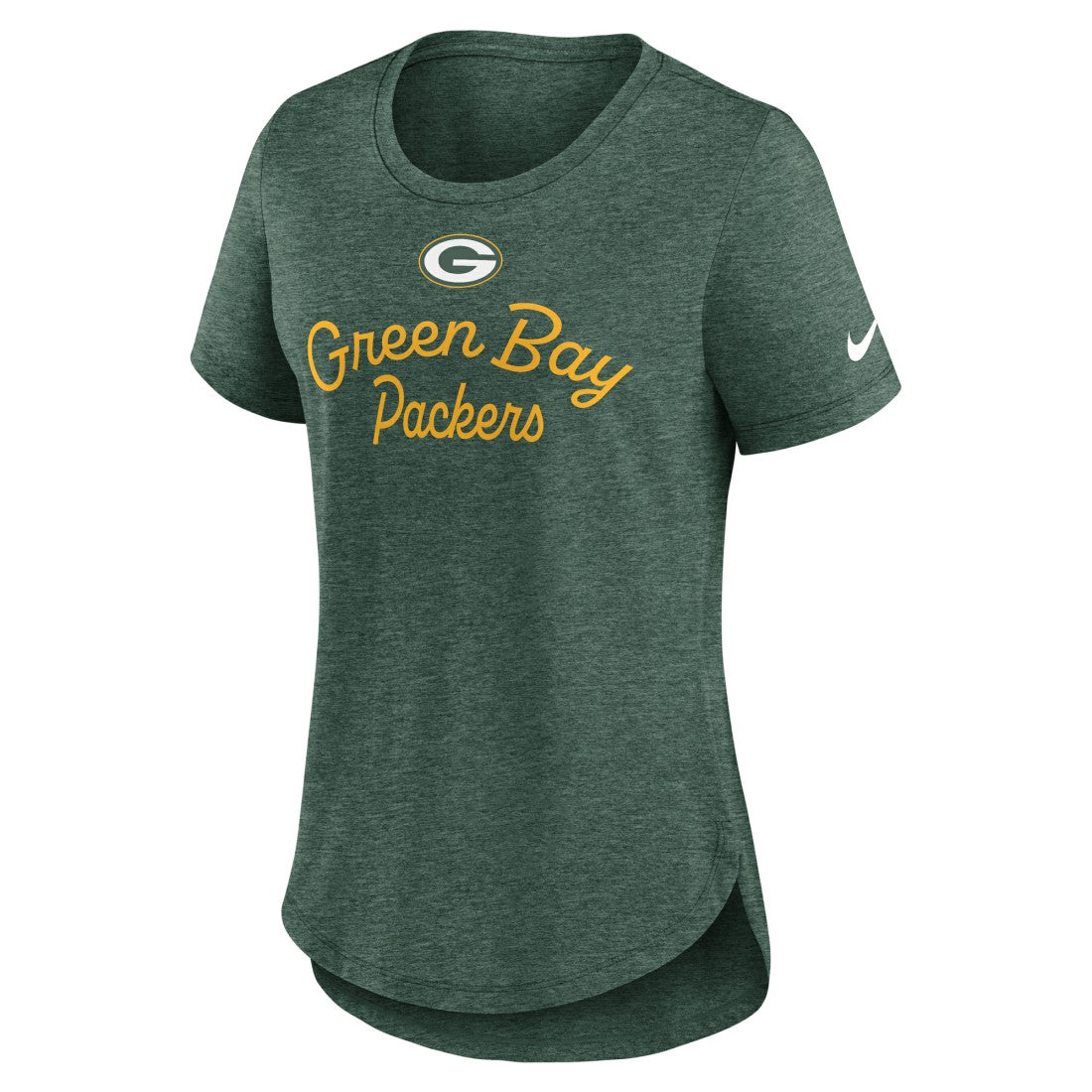 Green Bay Packers Women's Script Tri-Blend T-Shirt - Green - Nike
