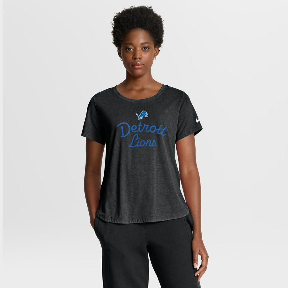 Detroit Lions Women's Script Tri-Blend T-Shirt - Black - Nike