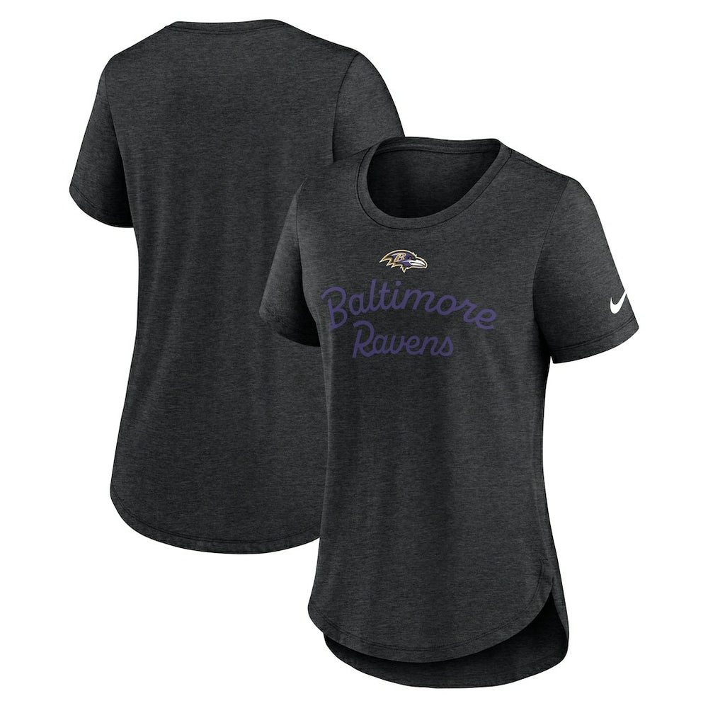 Baltimore Ravens Women's Script Tri-Blend T-Shirt - Black - Nike