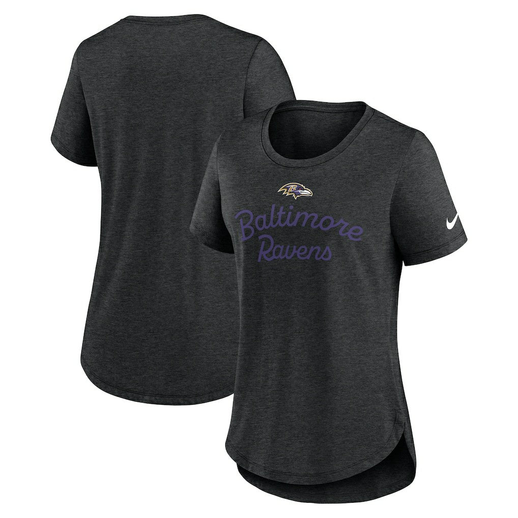 Baltimore Ravens Women's Script Tri-Blend T-Shirt - Black - Nike