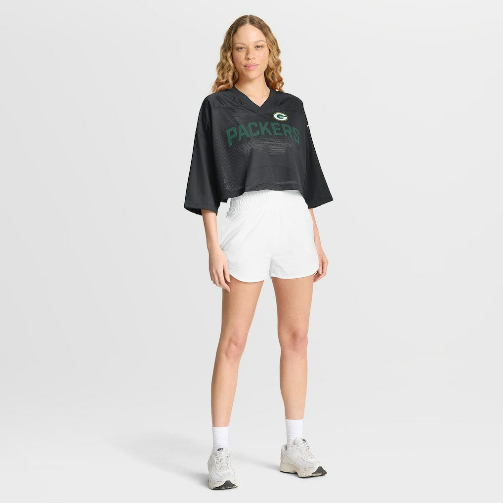Green Bay Packers Women's Primetime Cropped Mesh Dri-FIT Fashion Jersey - Black - Nike