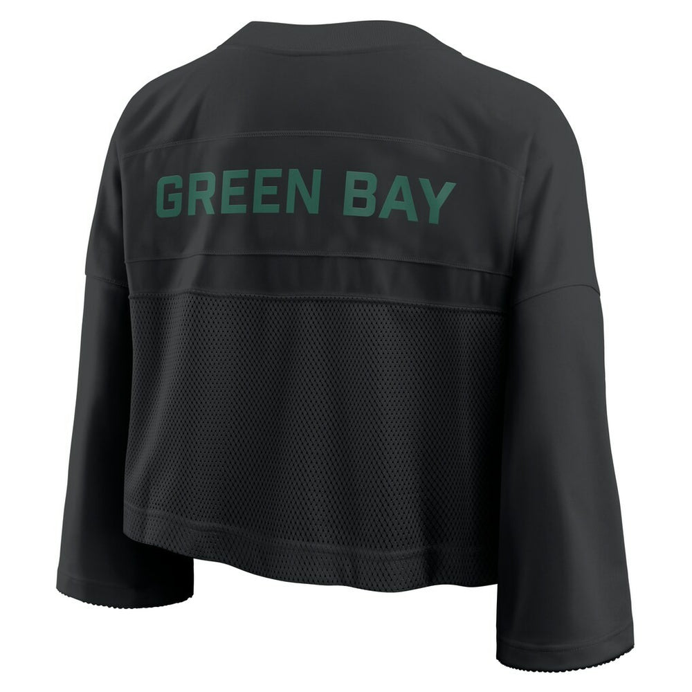Green Bay Packers Women's Primetime Cropped Mesh Dri-FIT Fashion Jersey - Black - Nike