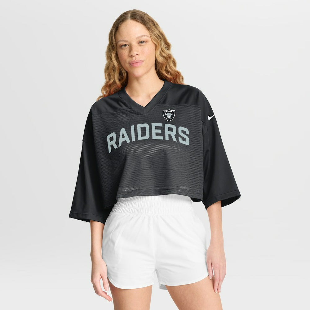 Las Vegas Raiders Women's Primetime Cropped Mesh Dri-FIT Fashion Jersey - Black - Nike