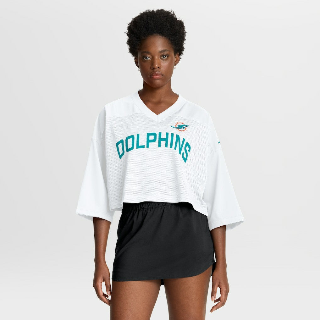 Miami Dolphins Women's Primetime Cropped Mesh Dri-FIT Fashion Jersey - White - Nike