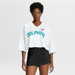 Miami Dolphins Women's Primetime Cropped Mesh Dri-FIT Fashion Jersey - White - Nike