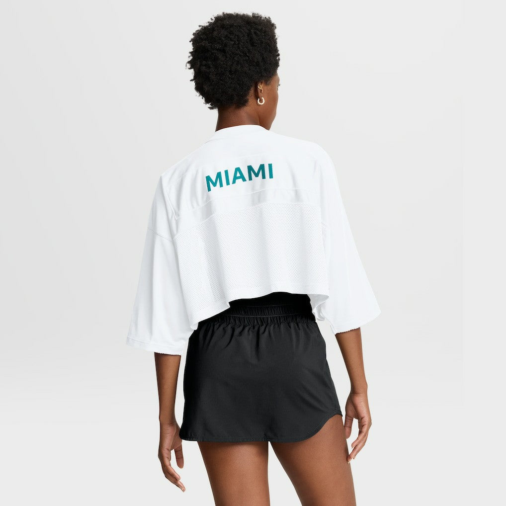 Miami Dolphins Women's Primetime Cropped Mesh Dri-FIT Fashion Jersey - White - Nike