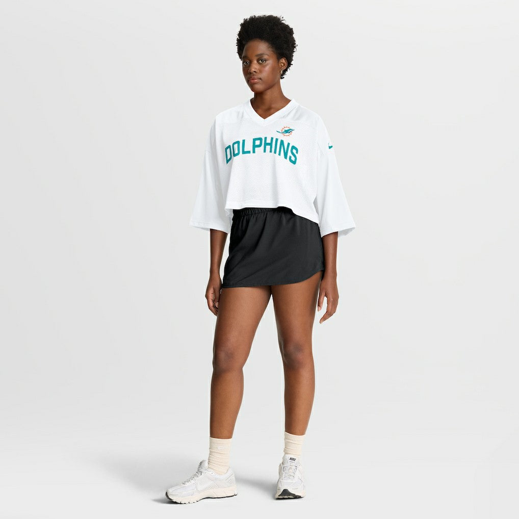 Miami Dolphins Women's Primetime Cropped Mesh Dri-FIT Fashion Jersey - White - Nike