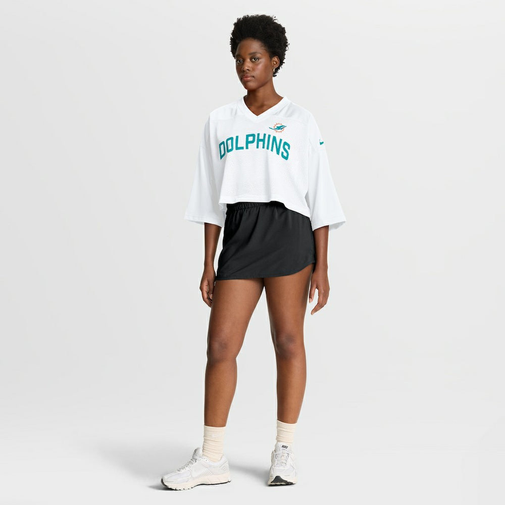 Miami Dolphins Women's Primetime Cropped Mesh Dri-FIT Fashion Jersey - White - Nike