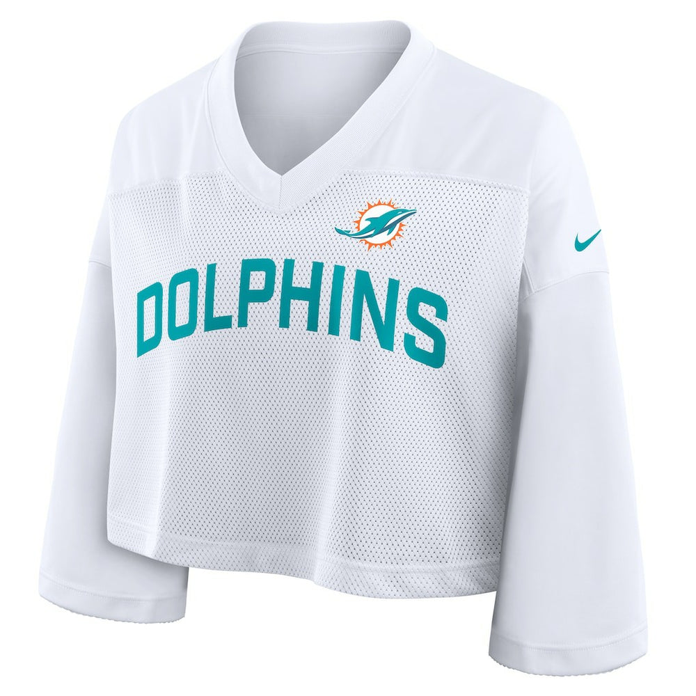 Miami Dolphins Women's Primetime Cropped Mesh Dri-FIT Fashion Jersey - White - Nike