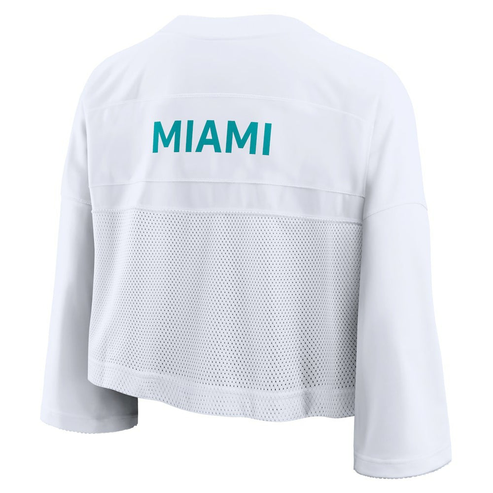 Miami Dolphins Women's Primetime Cropped Mesh Dri-FIT Fashion Jersey - White - Nike