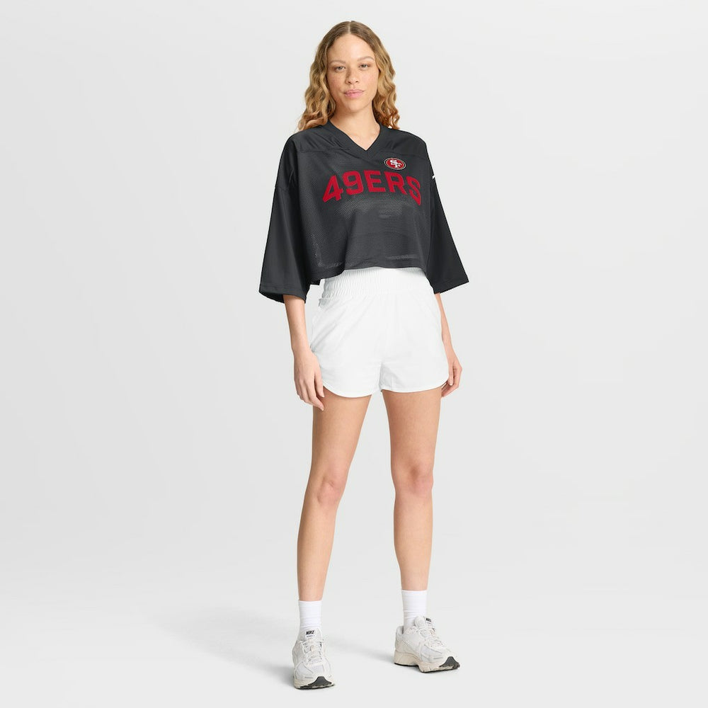 San Francisco 49ers Women's Primetime Cropped Mesh Dri-FIT Fashion Jersey - Black - Nike