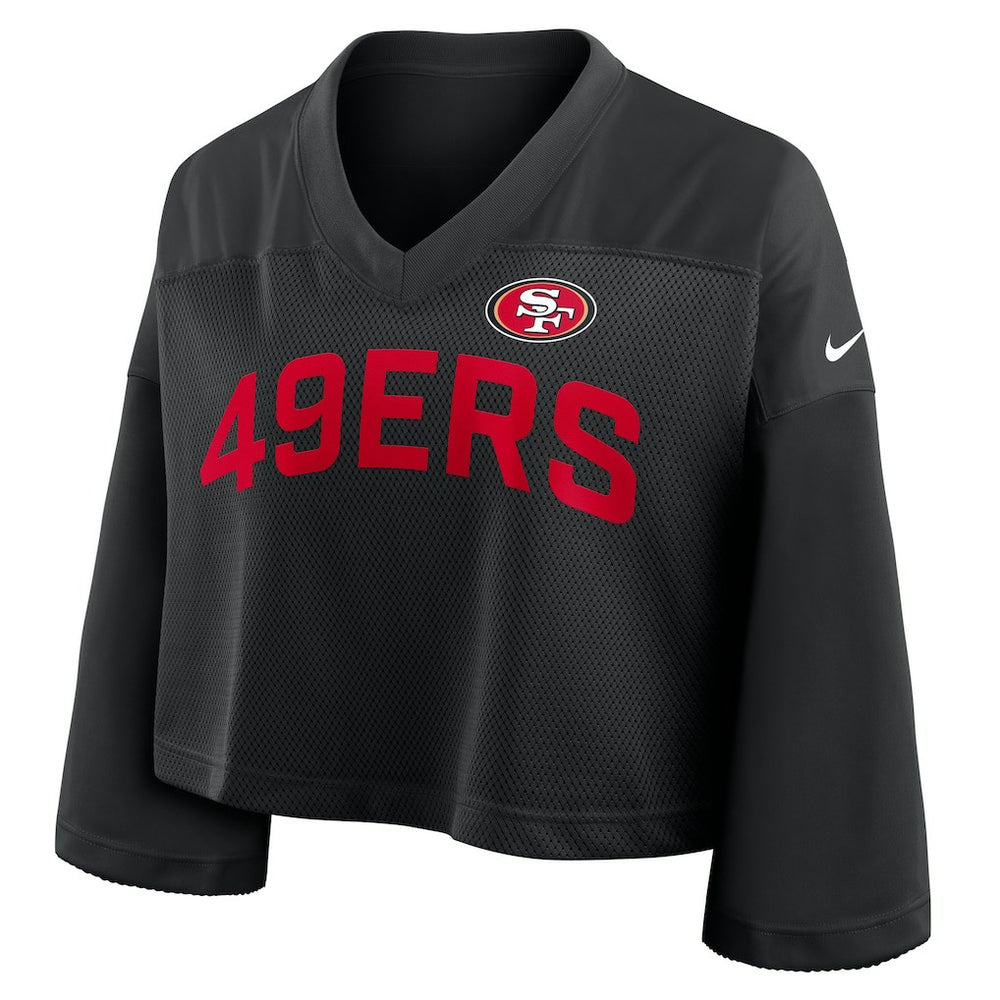 San Francisco 49ers Women's Primetime Cropped Mesh Dri-FIT Fashion Jersey - Black - Nike