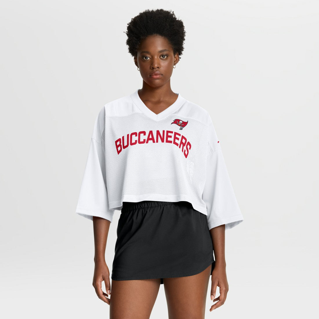 Tampa Bay Buccaneers Women's Primetime Cropped Mesh Dri-FIT Fashion Jersey - White - Nike