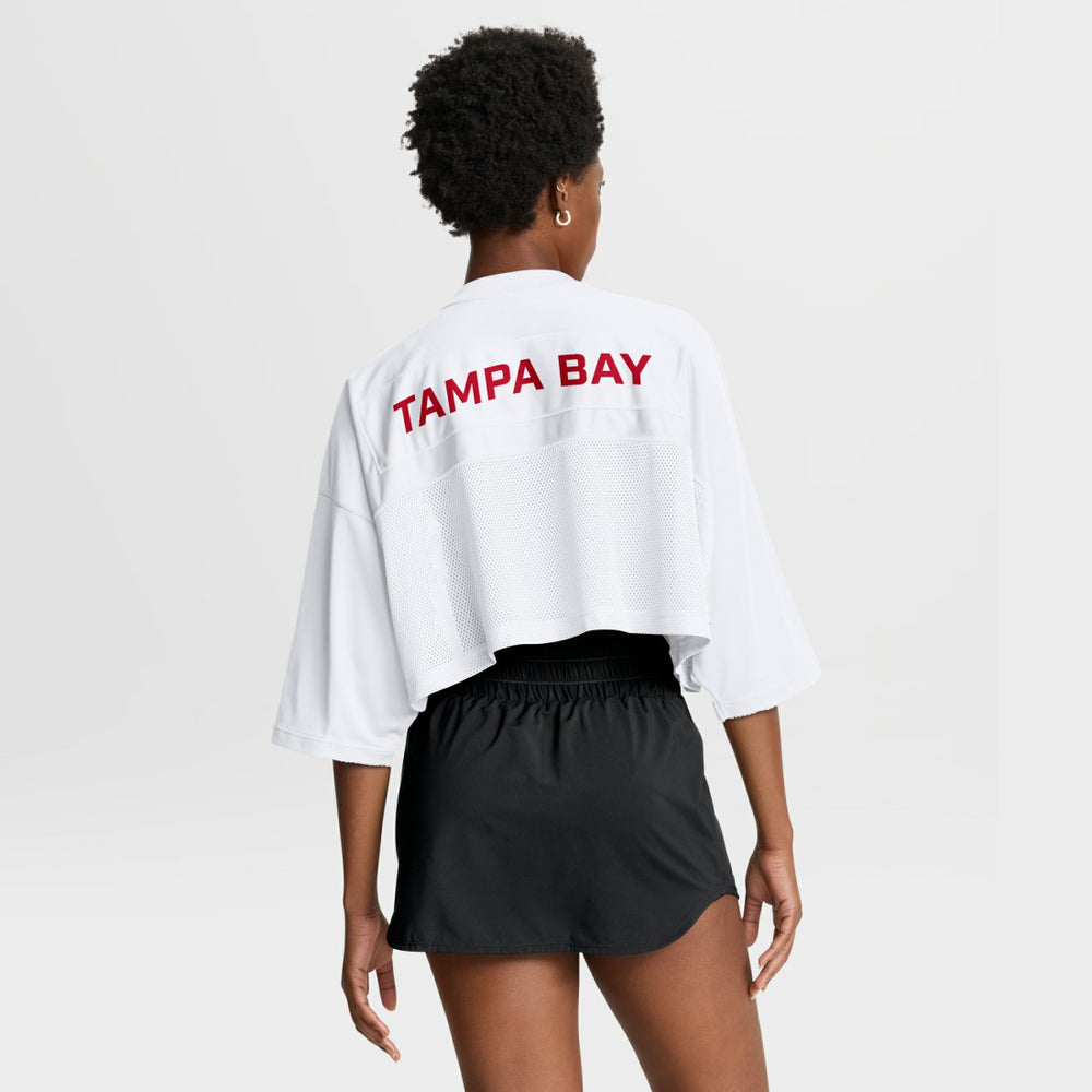 Tampa Bay Buccaneers Women's Primetime Cropped Mesh Dri-FIT Fashion Jersey - White - Nike