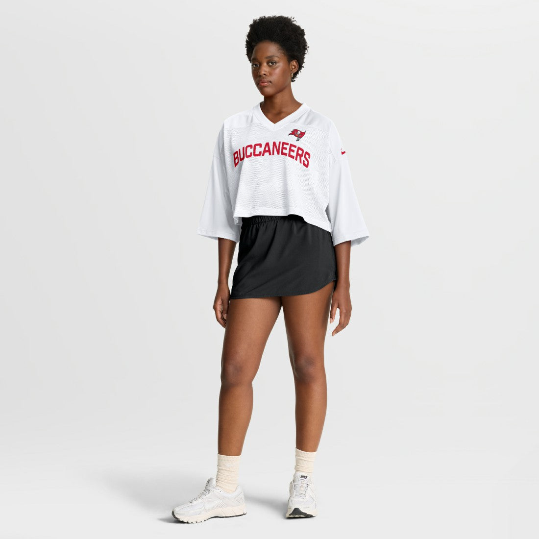 Tampa Bay Buccaneers Women's Primetime Cropped Mesh Dri-FIT Fashion Jersey - White - Nike
