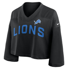 Detroit Lions Women's Primetime Cropped Mesh Dri-FIT Fashion Jersey - Black - Nike