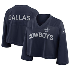 Dallas Cowboys Women's Primetime Cropped Mesh Dri-FIT Fashion Jersey - Navy - Nike