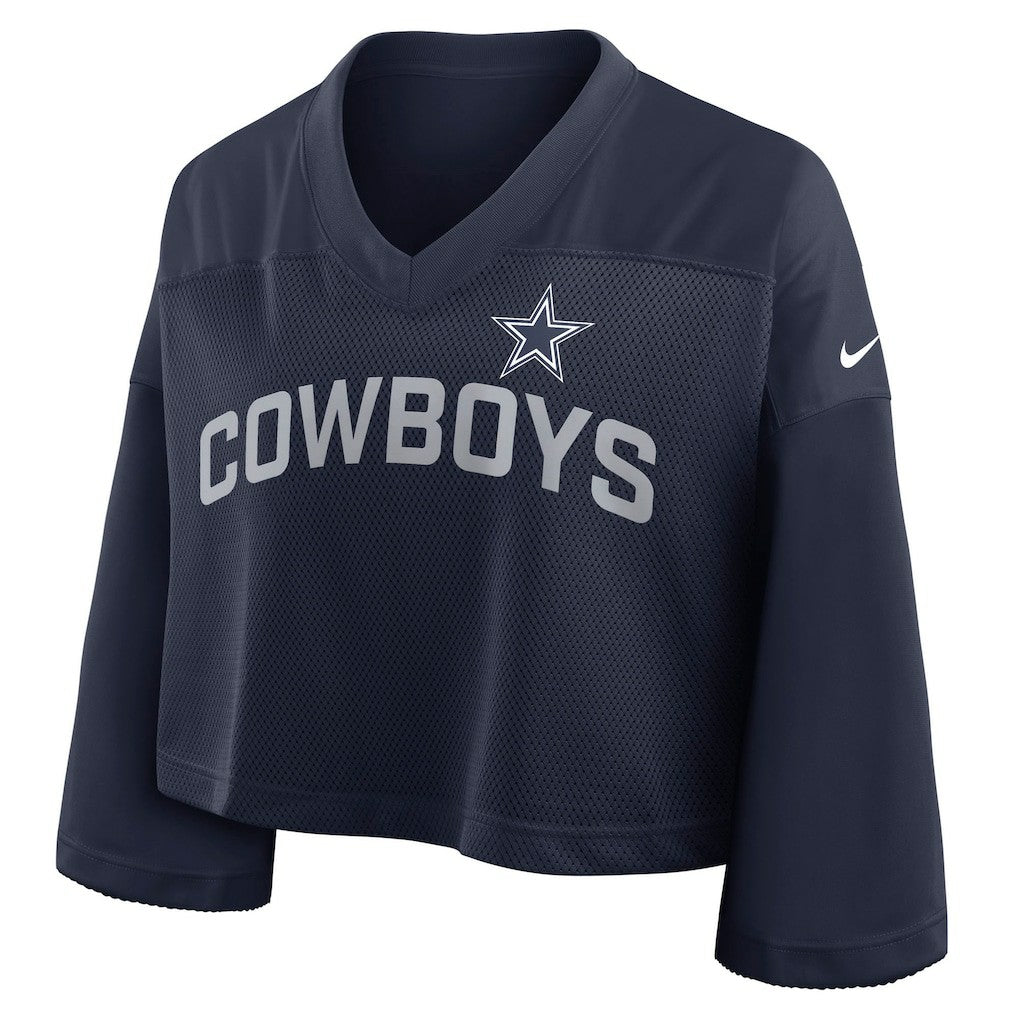 Dallas Cowboys Women's Primetime Cropped Mesh Dri-FIT Fashion Jersey - Navy - Nike