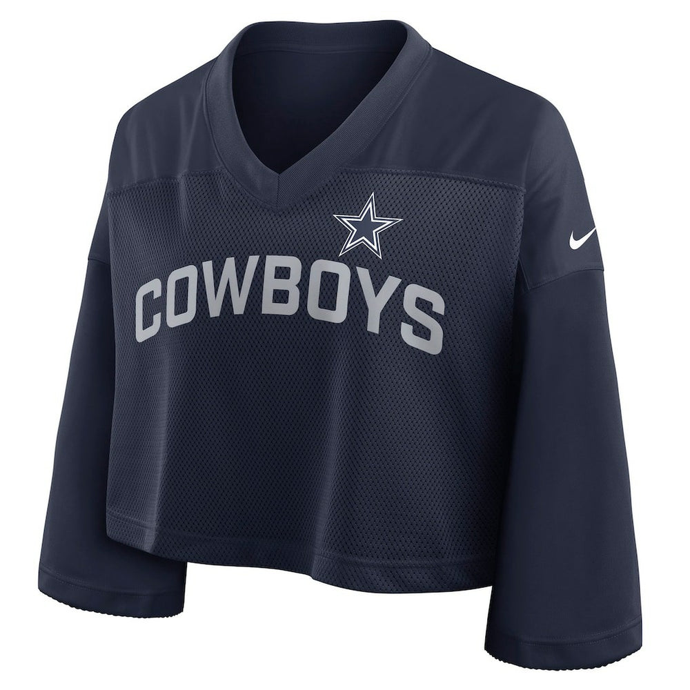 Dallas Cowboys Women's Primetime Cropped Mesh Dri-FIT Fashion Jersey - Navy - Nike