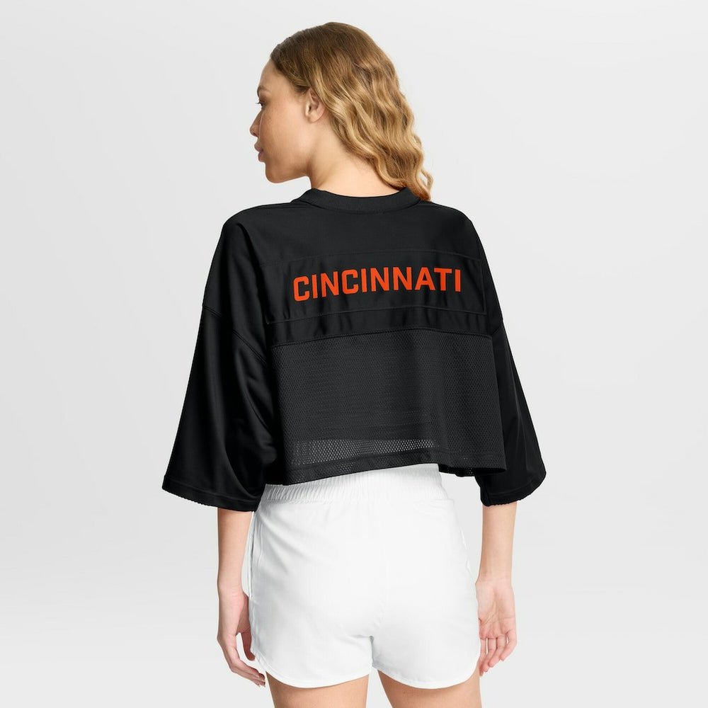 Cincinnati Bengals Women's Primetime Cropped Mesh Dri-FIT Fashion Jersey - Black - Nike