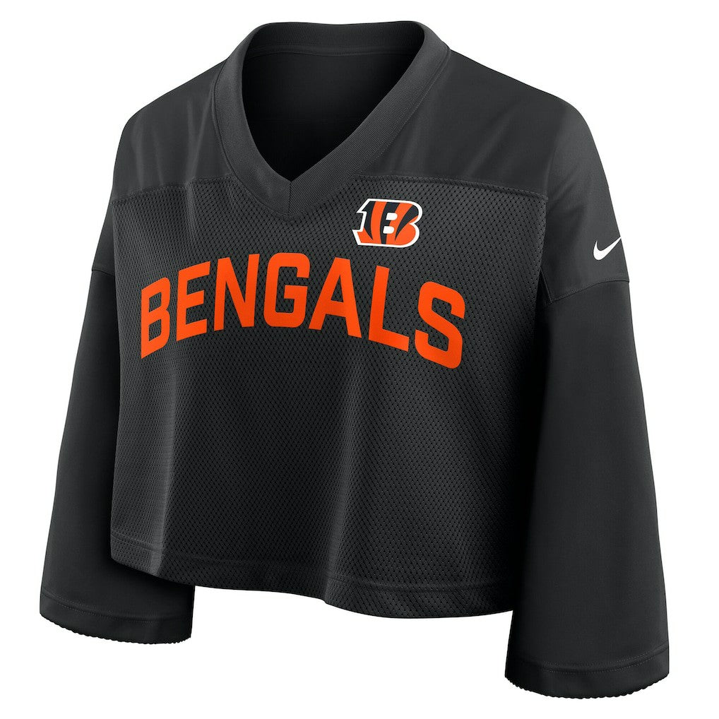 Cincinnati Bengals Women's Primetime Cropped Mesh Dri-FIT Fashion Jersey - Black - Nike