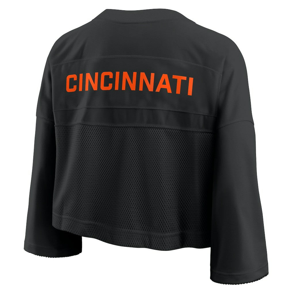 Cincinnati Bengals Women's Primetime Cropped Mesh Dri-FIT Fashion Jersey - Black - Nike
