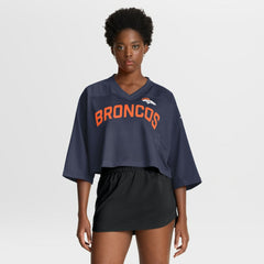 Denver Broncos Women's Primetime Cropped Mesh Dri-FIT Fashion Jersey - Navy - Nike