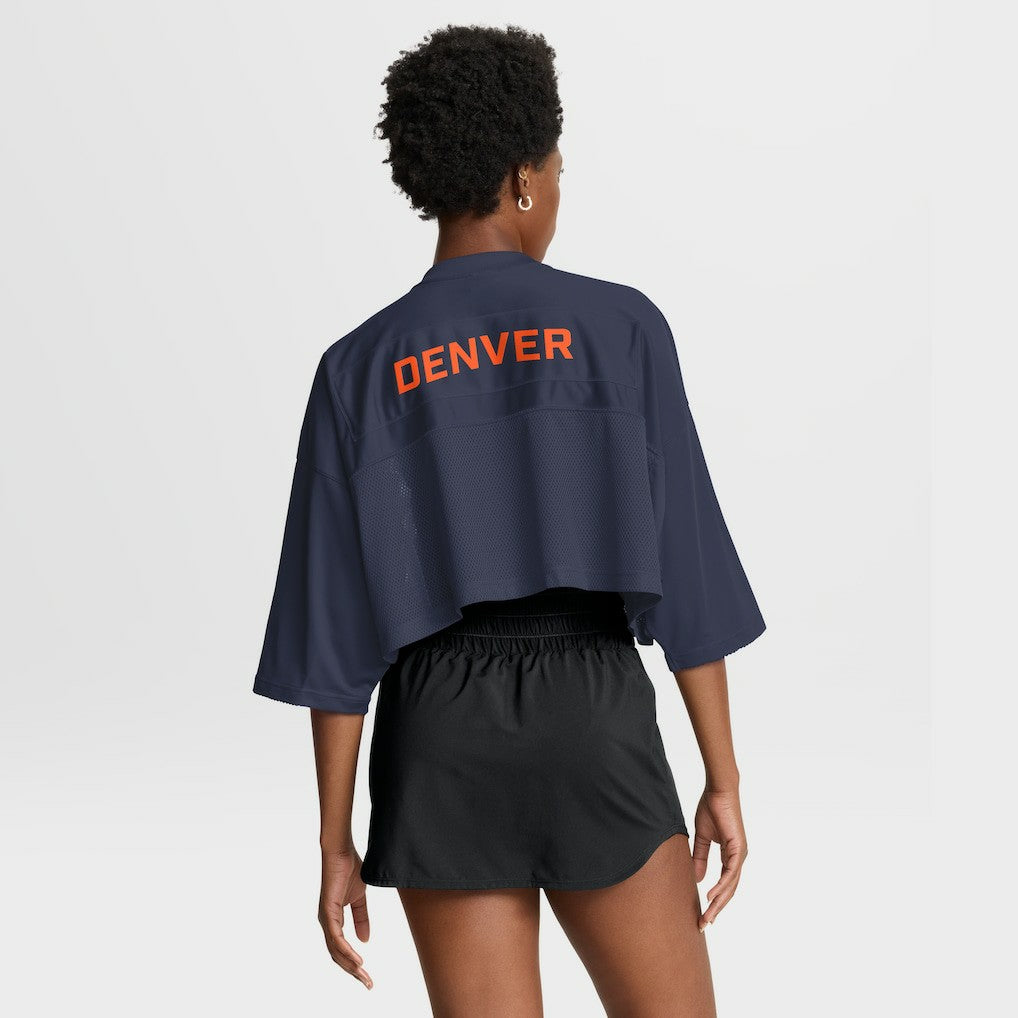 Denver Broncos Women's Primetime Cropped Mesh Dri-FIT Fashion Jersey - Navy - Nike