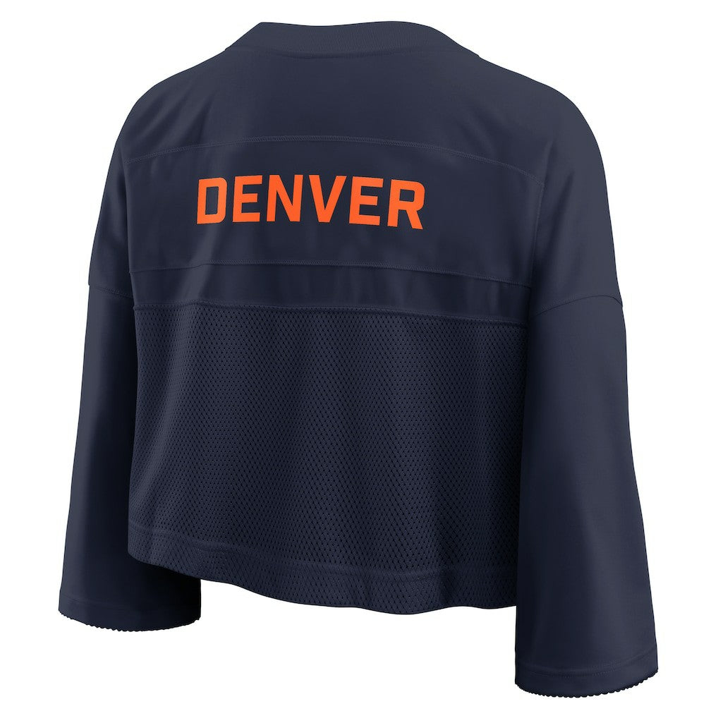 Denver Broncos Women's Primetime Cropped Mesh Dri-FIT Fashion Jersey - Navy - Nike