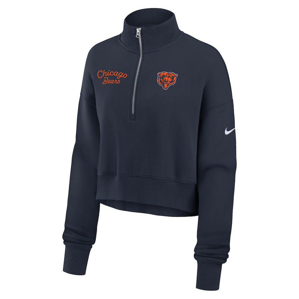 Chicago Bears Women's Primetime Phoenix Half-Zip Sweatshirt - Navy - Nike