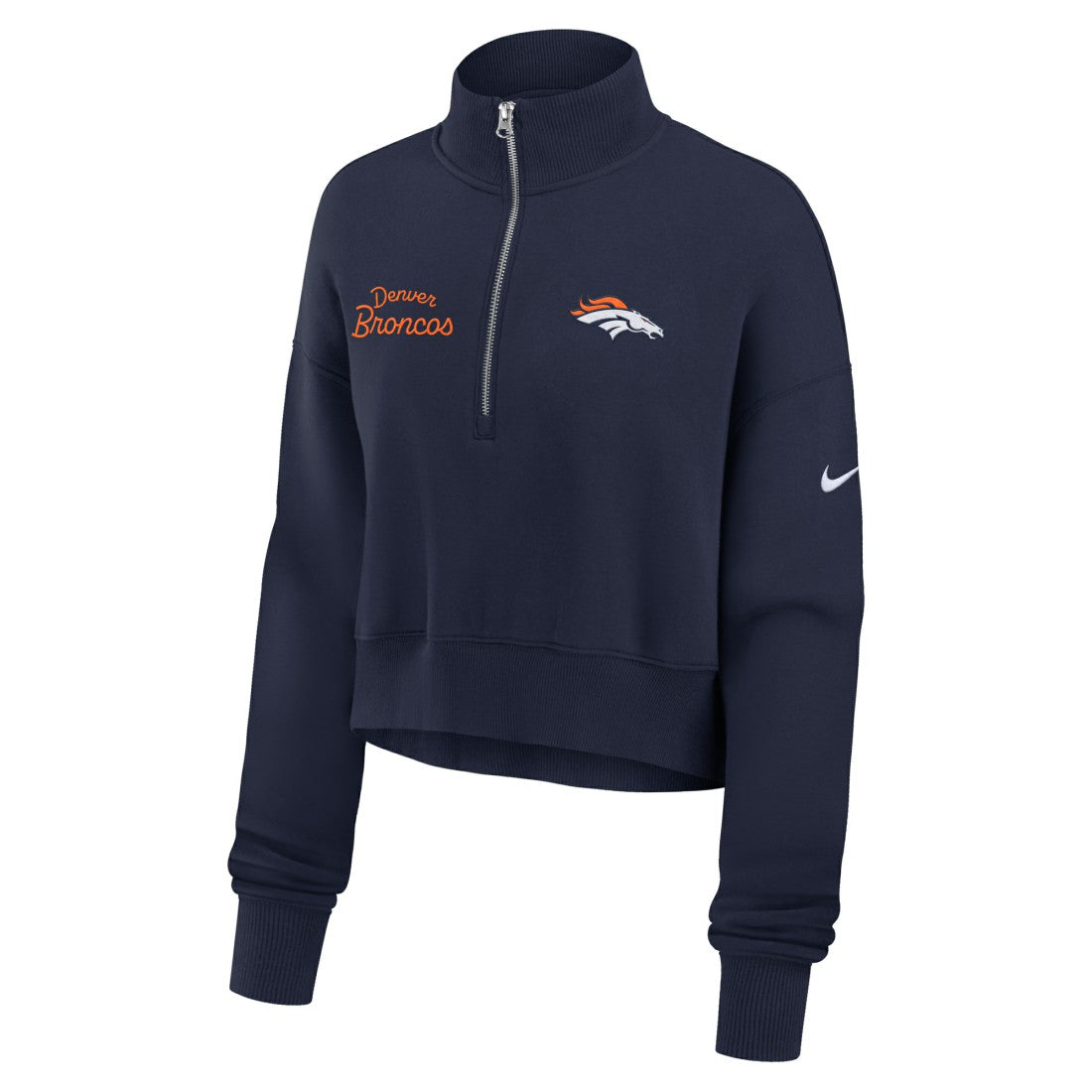 Denver Broncos Women's Primetime Phoenix Half-Zip Sweatshirt - Navy - Nike