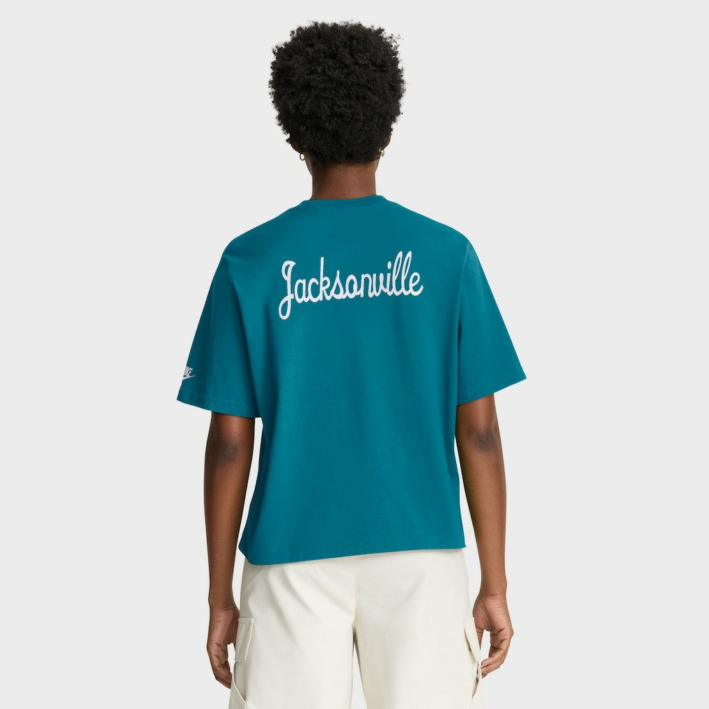 Jacksonville Jaguars Women's Rewind Pocket Boxy T-Shirt - Teal - Nike