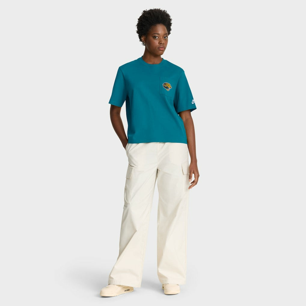 Jacksonville Jaguars Women's Rewind Pocket Boxy T-Shirt - Teal - Nike
