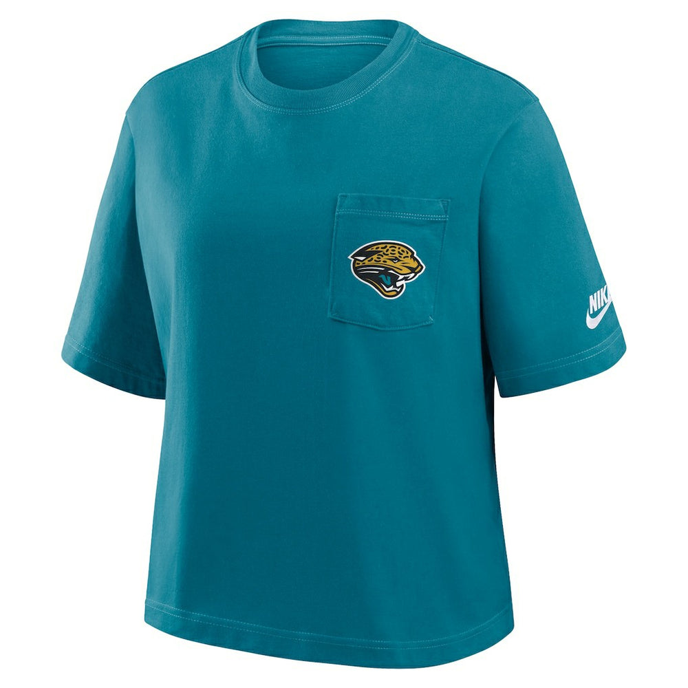 Jacksonville Jaguars Women's Rewind Pocket Boxy T-Shirt - Teal - Nike