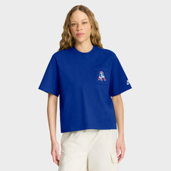 New England Patriots Women's Rewind Pocket Boxy T-Shirt - Royal - Nike