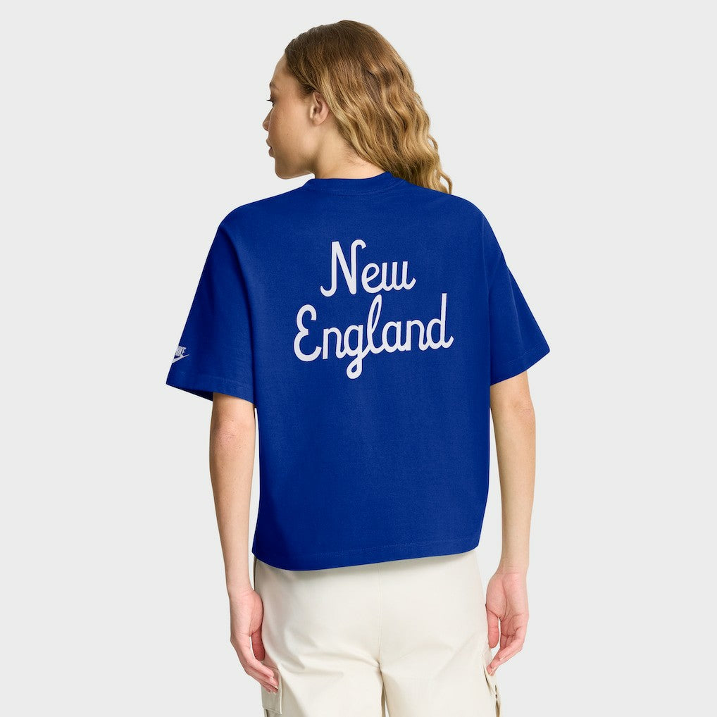 New England Patriots Women's Rewind Pocket Boxy T-Shirt - Royal - Nike
